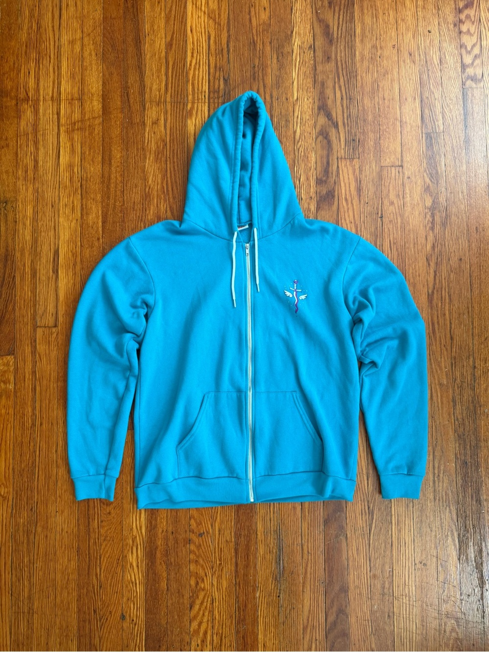 American Apparel F497 Teal Zip-Up Hoodie Sweater